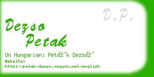 dezso petak business card